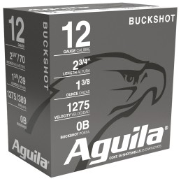 Aguila 1C1200BA Buckshot High Velocity 12Gauge 2.75 1 38oz 0Buck Shot 25 Per Box10 Case