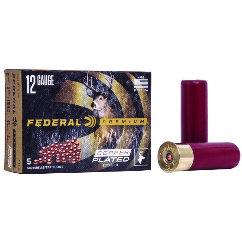 Federal P1584B Premium Magnum 12Gauge 3 41Pellets 2oz 4BuckShot 5 Per Box50 Case