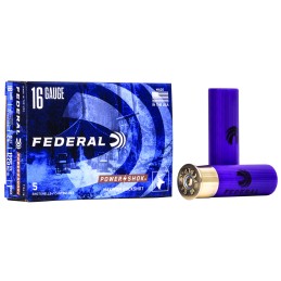 Federal F1641B PowerShok Magnum 16Gauge 2.75 12Pellets 1 316oz 1BuckShot 5 Per Box50 Case