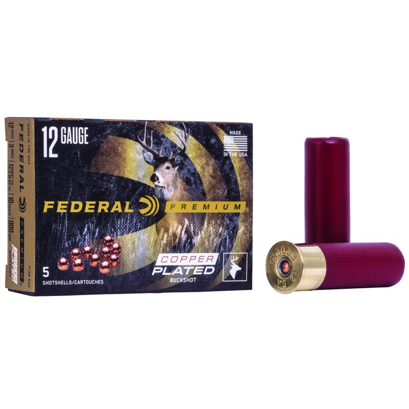 Federal P158000 Premium Magnum 12Gauge 3 10Pellets 000BuckShot 5 Per Box50 Case