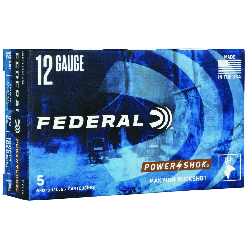 Federal F1271B PowerShok Max Buck 12Gauge 2.75 1BuckShot 5 Per Box50 Case