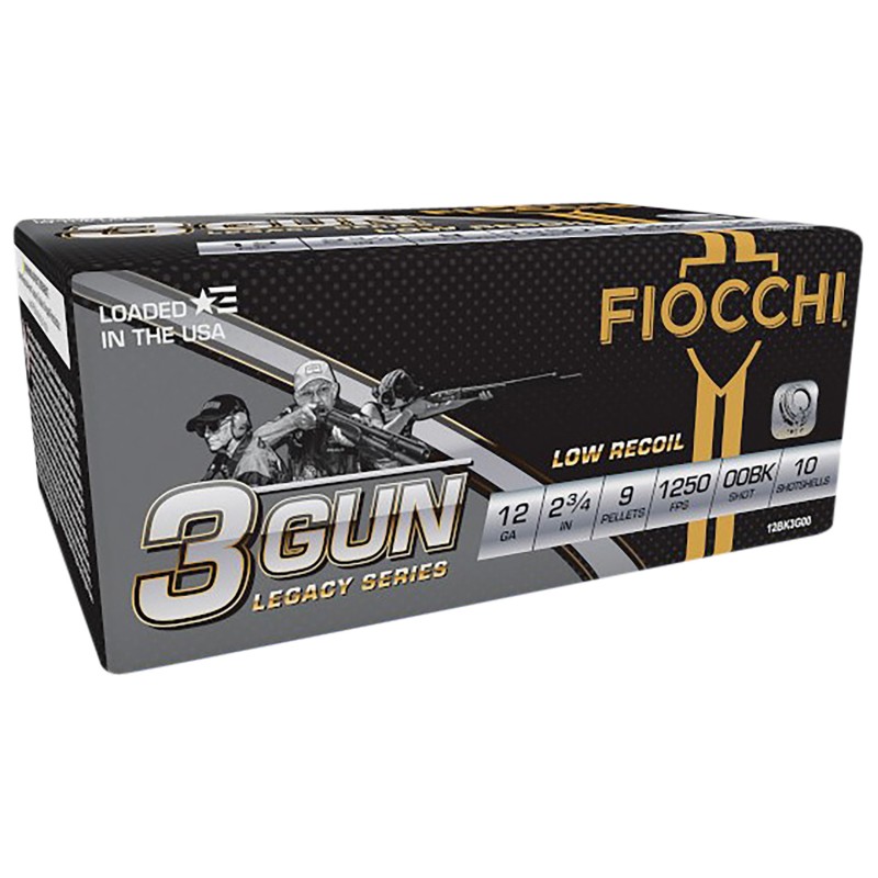 Fiocchi 12BK3G00 3Gun Match Legacy Series 12Gauge 2.75 9Pellets 00Buck Shot 10 Per Box25 Case