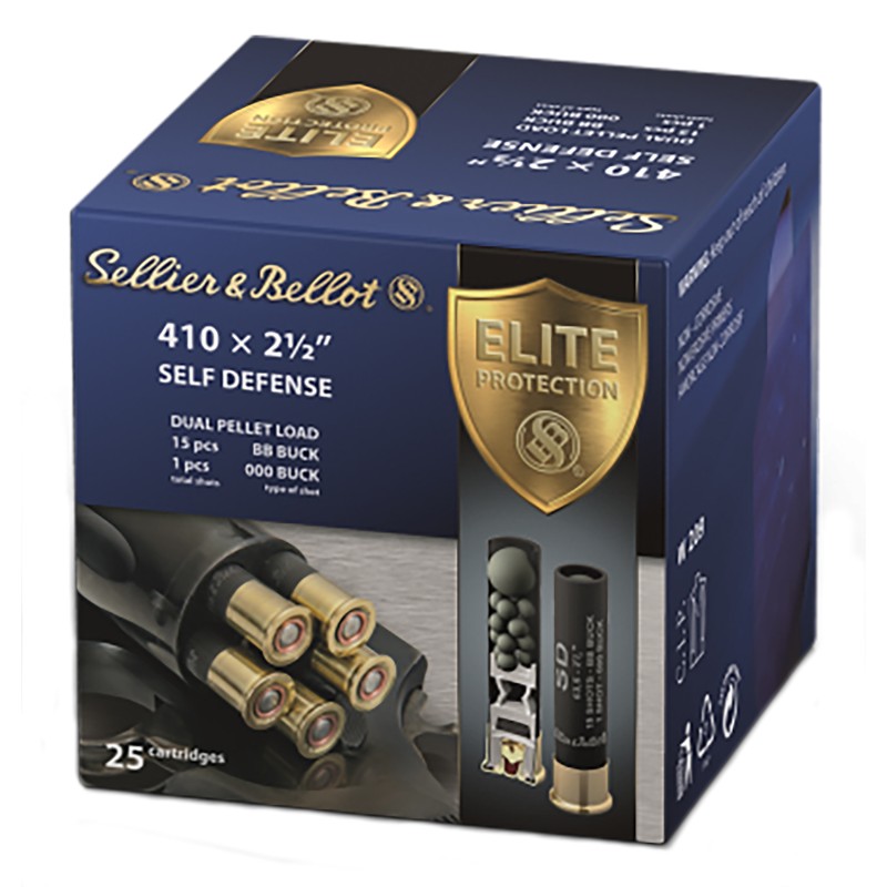 Sellier  Bellot SB410SDA Self Defense  410Gauge 2.50 15 Pellets 12oz 000Buck Shot 25 Box20 Case