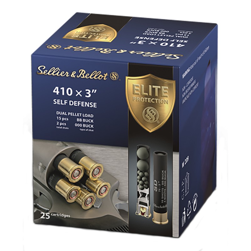 Sellier  Bellot SB410SDB Self Defense  410Gauge 3 15Pellets 1116oz 000Buck Shot 25 Box20 Case