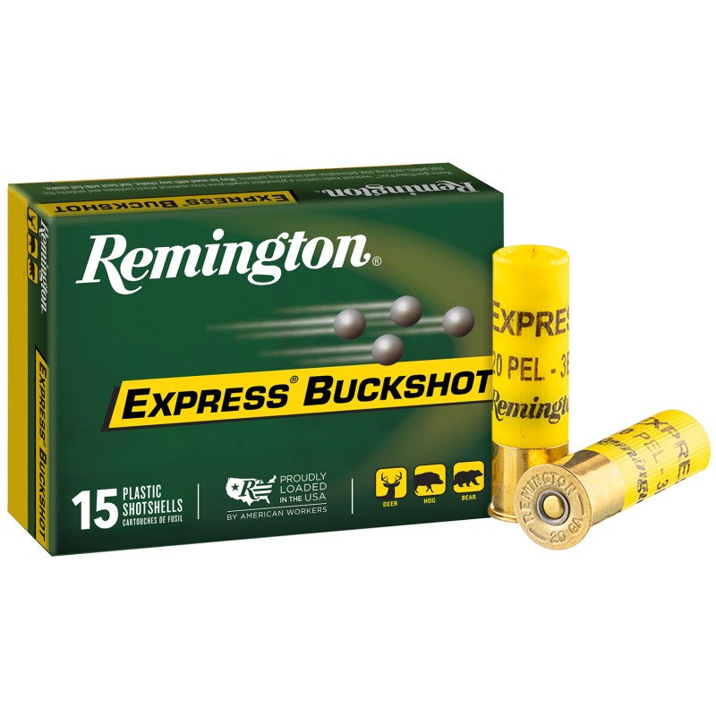 Remington Ammunition 26877 Express Buckshot 20Gauge 2.75 3Buck Shot 15 Per Box5 Case