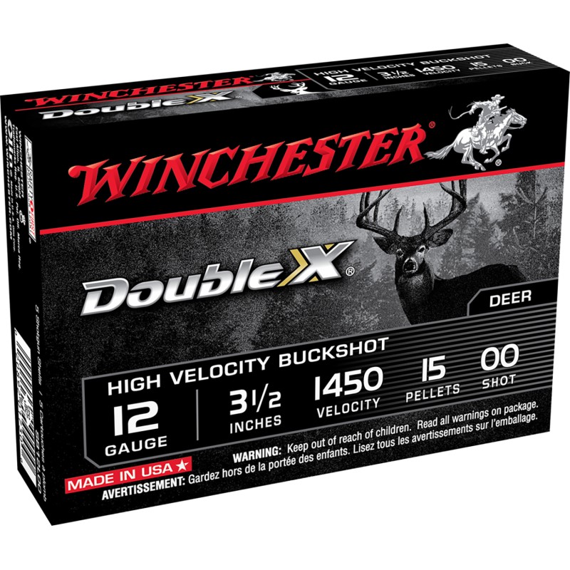 Winchester Ammo SB12L00 Double X High Velocity 12Gauge 3.50 15Pellets 00Buck Shot 5 Per Box50 Case