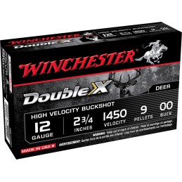 Winchester Ammo SB1200 Double X High Velocity 12Gauge 2.75 9Pellets 00Buck Shot 5 Per Box50 Case