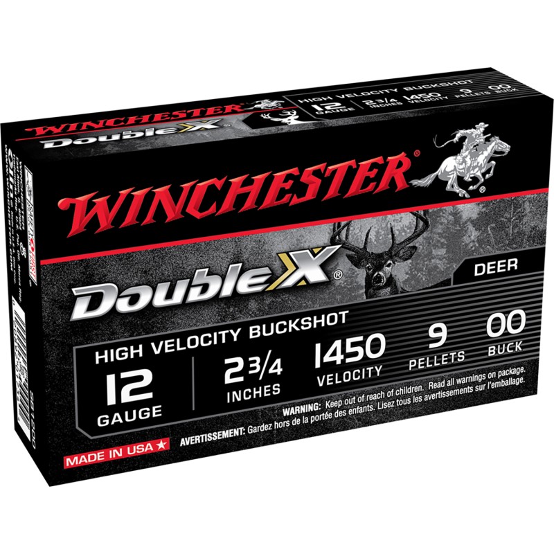 Winchester Ammo SB1200 Double X High Velocity 12Gauge 2.75 9Pellets 00Buck Shot 5 Per Box50 Case