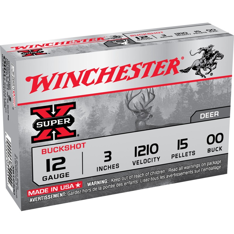 Winchester Ammo XB12300VP Super X  12Gauge 3 15Pellets 00Buck Shot 15 Per Box10 Case Value Pack