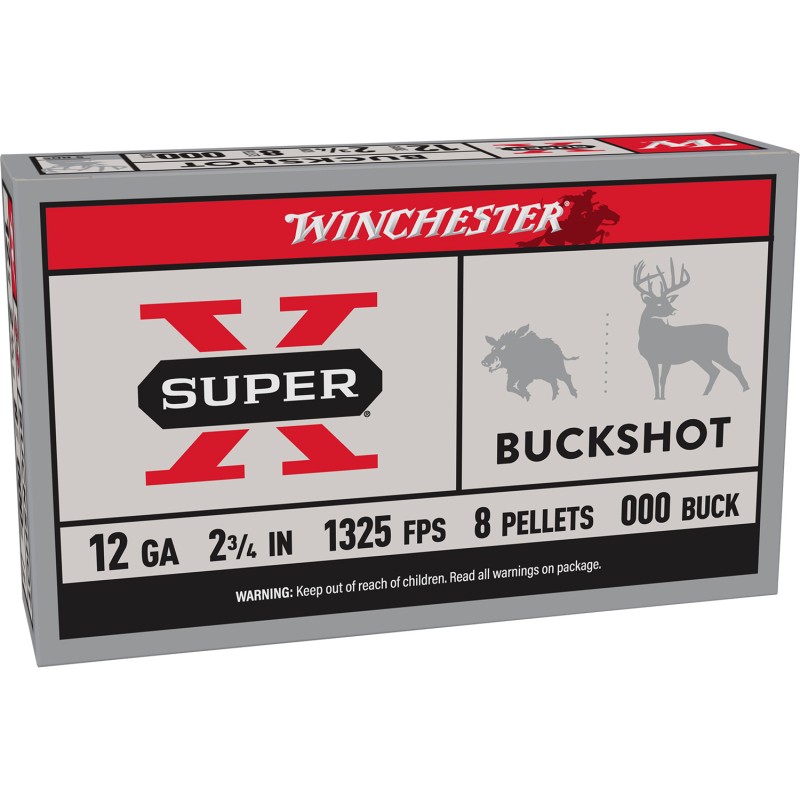 Winchester Ammo XB1200 Super X  12Gauge 2.75 9Pellets 00Buck Shot 5 Per Box50 Case