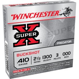 Winchester Ammo XB41000 Super X  410Gauge 2.50 3Pellets 000Buck Shot 5 Per Box50 Case