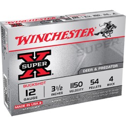 Winchester Ammo XB12L4 Super X  12Gauge 3.50 54Pellets 4Buck Shot 5 Per Box50 Case