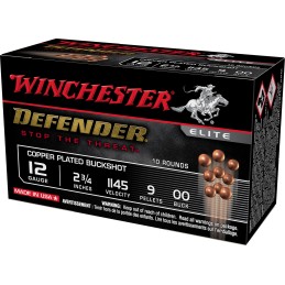 Winchester Ammo SB1200PD Defender  12Gauge 2.75 9Pellets Copper Plated 00Buck Shot 10 Per Box10 Case