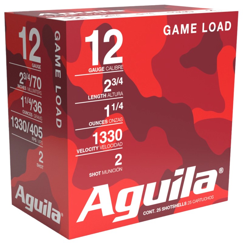 Aguila 1CHB1202 Birdshot High Velocity 12Gauge 2.75 1 14oz 2Shot 25 Per Box10 Case