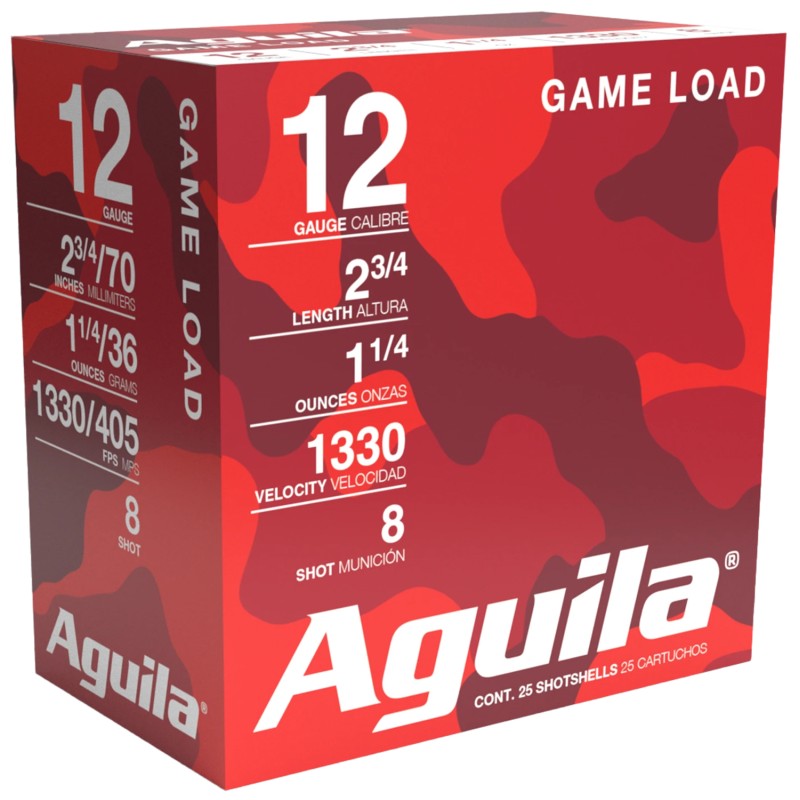 Aguila 1CHB1208 Birdshot High Velocity 12Gauge 2.75 1 14oz 8Shot 25 Per Box10 Case