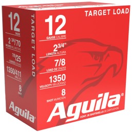 Aguila 1CHB1252 Trap Load High Velocity 12Gauge 2.75 78oz 8Shot 25 Per Box10 Case