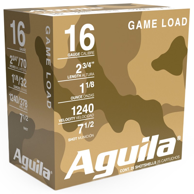 Aguila 1CHB1607 Birdshot High Velocity 16Gauge 2.75 1 18oz 7.5Shot 25 Per Box10 Case