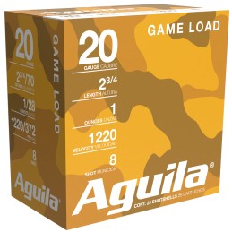 Aguila 1CHB2048 Birdshot High Velocity 20Gauge 2.75 1oz 8Shot 25 Per Box10 Case