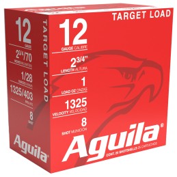 Aguila 1CHB1286 Sporting Clays High Velocity 12Gauge 2.75 1oz 8Shot 25 Per Box10 Case