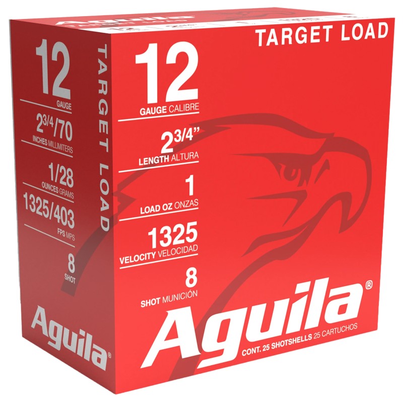 Aguila 1CHB1286 Sporting Clays High Velocity 12Gauge 2.75 1oz 8Shot 25 Per Box10 Case