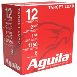 Aguila 1CHB1280 Target Load Competition 12Gauge 2.75 1 18oz 8Shot 25 Per Box10 Case