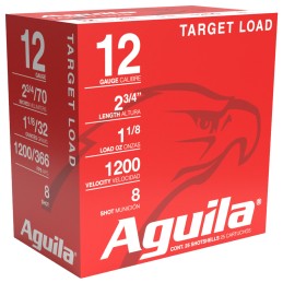 Aguila 1CHB1358 Target Load Competition 12Gauge 2.75 1 18oz 8Shot 25 Per Box10 Case