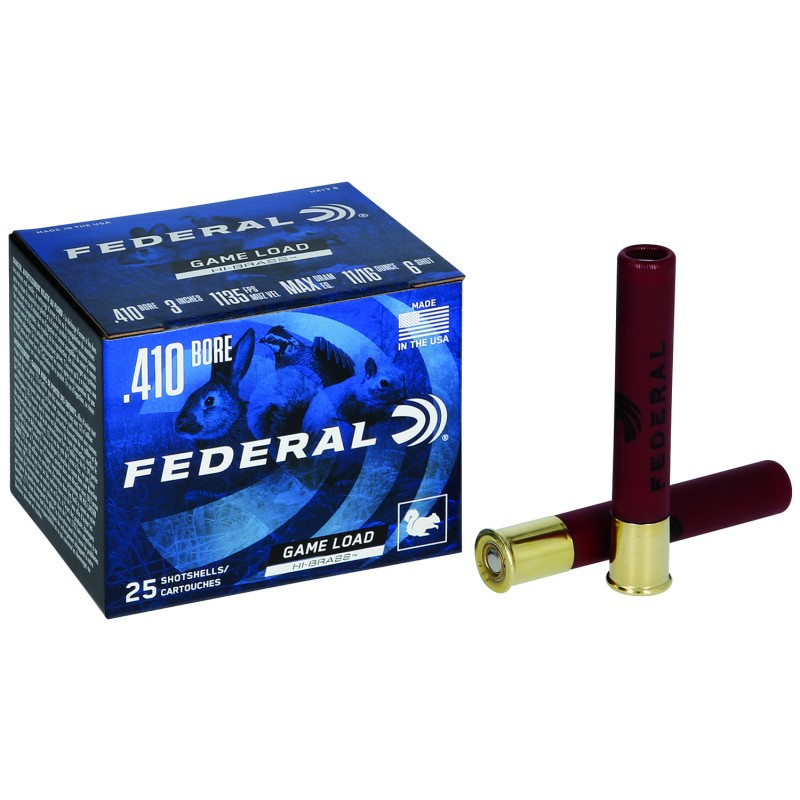 Federal H4136 GameShok High Brass 410Gauge 3 1116oz 6Shot 25 Per Box10 Case