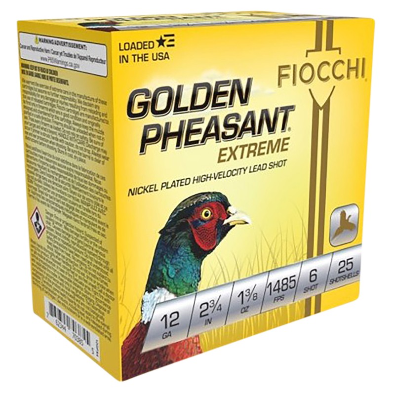 Fiocchi 12GPX6 Golden Pheasant Extrema 12Gauge 2.75 1 38oz 6Shot 25 Per Box10 Case