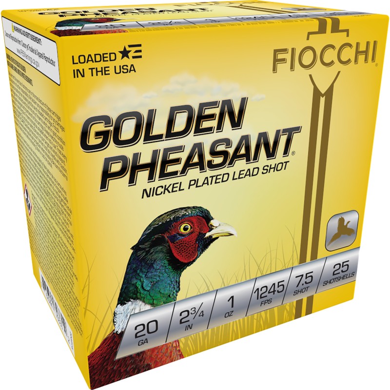 Fiocchi 20GP75 Golden Pheasant Extrema 20Gauge 2.75 1oz 7.5Shot 25 Per Box10 Case