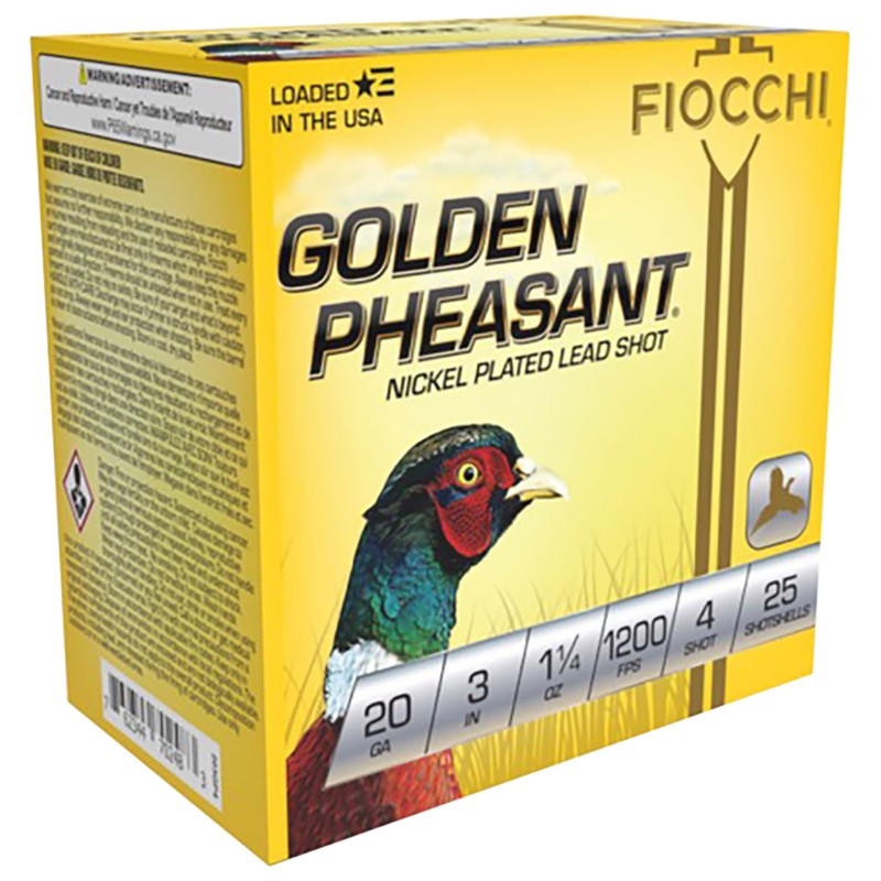 Fiocchi 203GP4 Golden Pheasant Extrema 20Gauge 3 1 14oz 4Shot 25 Per Box10 Case