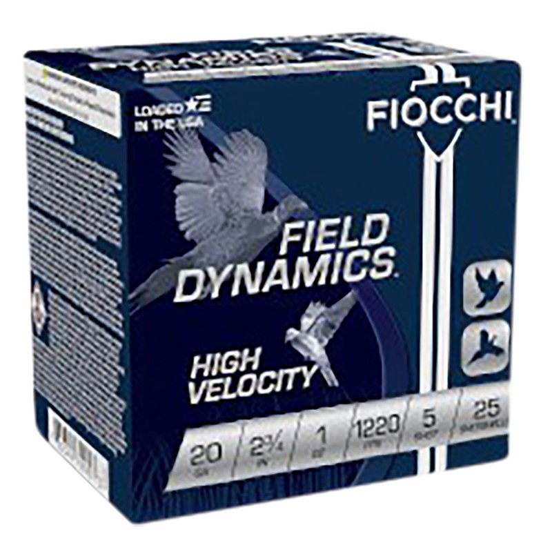 Fiocchi 20HV5 Field Dynamics High Velocity 20Gauge 2.75 1oz 5Shot 25 Per Box10 Case