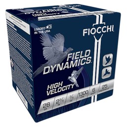 Fiocchi 28HV6 Field Dynamics High Velocity 28Gauge 2.75 34oz 6Shot 25 Per Box10 Case