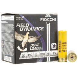 Fiocchi 20GT75 Field Dynamics Dove  Quail 20Gauge 2.75 78oz 7.5Shot 25 Per Box10 Case