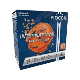 Fiocchi 12IN2475 Exacta Target International Trap  Skeet 12Gauge 2.75 24gram 7.5Shot 25 Per Box10 Case