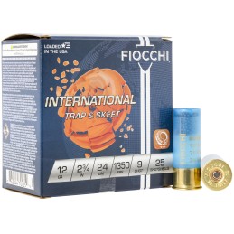 Fiocchi 12IN249 Exacta Target International Trap  Skeet 12Gauge 2.75 24gram 9Shot 25 Per Box10 Case