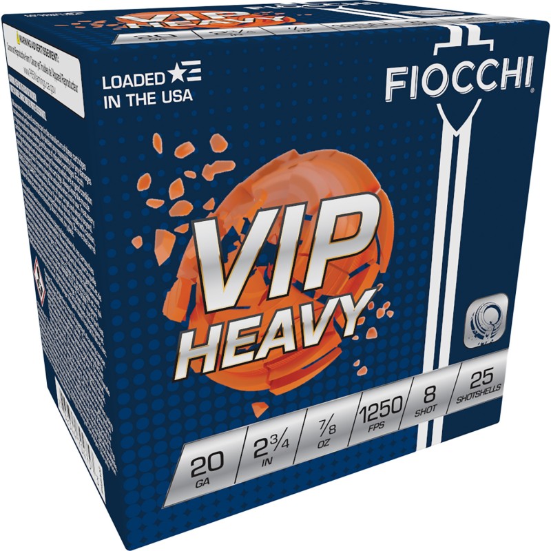 Fiocchi 20VIPH8 Exacta Target VIP Heavy 20Gauge 2.75 78oz 8Shot 25 Per Box10 Case