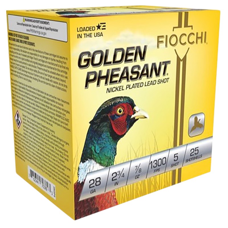 Fiocchi 28GP5 Golden Pheasant Extrema 28Gauge 2.75 78oz 5Shot 25 Per Box10 Case