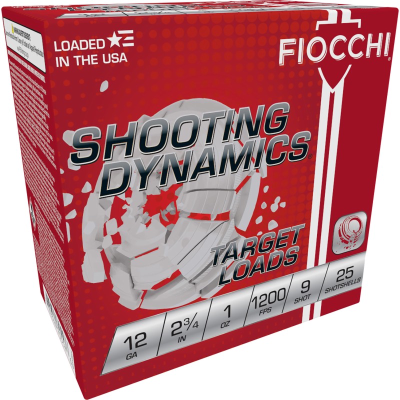 Fiocchi 12SD1H9 Shooting Dynamics Target 12Gauge 2.75 1oz 9Shot 25 Per Box10 Case