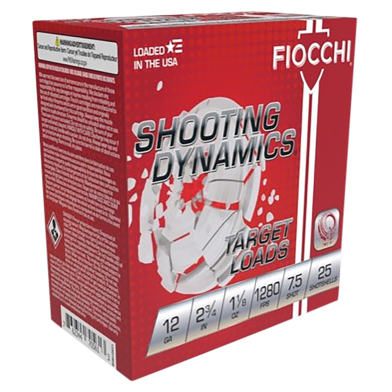 Fiocchi 12SDHV75 Shooting Dynamics Target 12Gauge 2.75 1 18oz 7.5Shot 25 Per Box10 Case