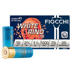 Fiocchi 12WRNL75 Exacta Target White Rino Lite 12Gauge 2.75 1 18oz 7.5Shot 25 Per Box10 Case