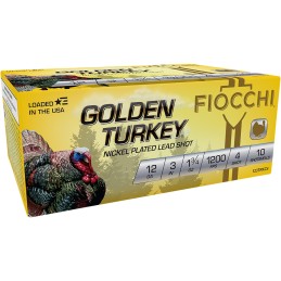 Fiocchi 123TRKC4 Golden Turkey  12Gauge 3 1 34oz 4Shot 10 Per Box10 Case