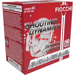 Fiocchi 12SD1X8 Shooting Dynamics  12Gauge 2.75 1oz 8Shot 25 Per Box10 Case