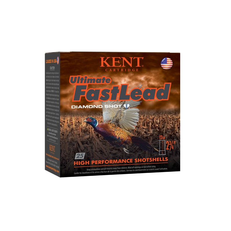 Kent Cartridge K122UFL424 Ultimate Fast Lead 12Gauge 2.75 1 12oz 4Shot 25 Per Box10 Case