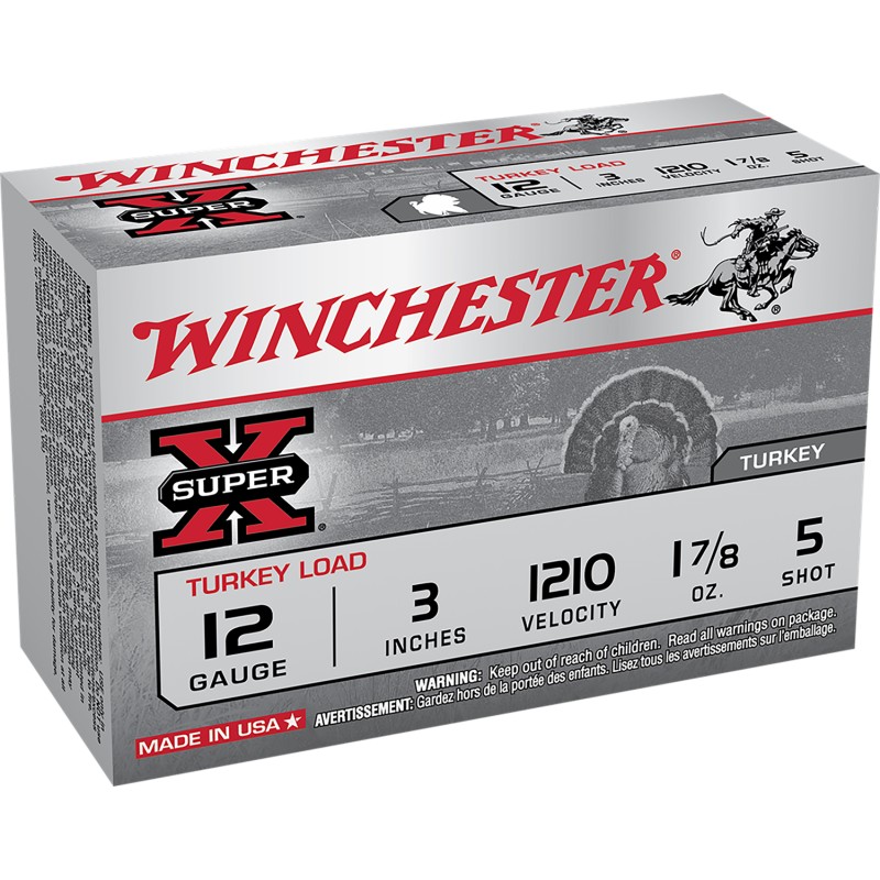 Winchester Ammo X123MT5 Super X Magnum Turkey 12Gauge 3 1 78oz Copper Plated 5Shot 10 Per Box10 Case