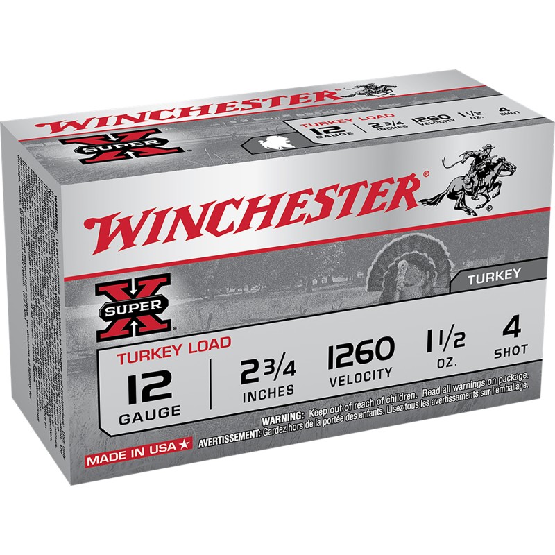 Winchester Ammo X12MT4 Super X Magnum Turkey 12Gauge 2.75 1 12oz Copper Plated 4Shot 10 Box10 Case