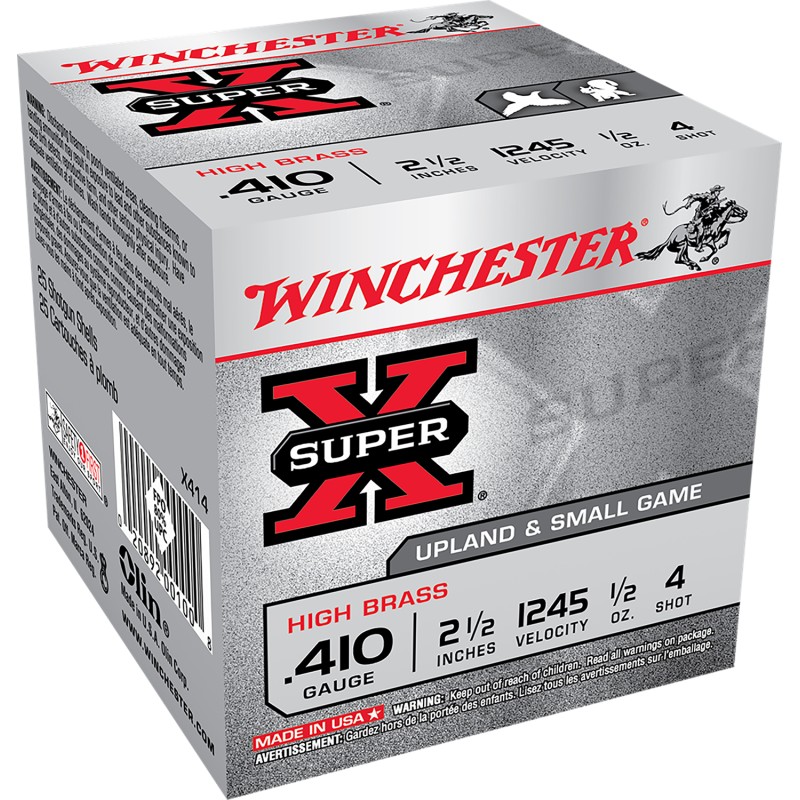 Winchester Ammo X414 Super X Heavy Game Load High Brass 410Gauge 2.50 12oz 4Shot 25 Per Box10 Case