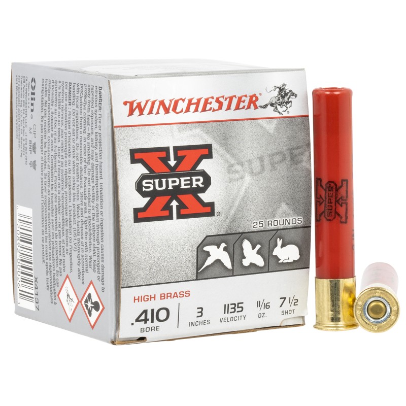 Winchester Ammo X4137 Super X Heavy Game Load High Brass 410Gauge 3 1116oz 7.5Shot 25 Per Box10 Case