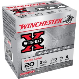 Winchester Ammo XU206 Super X Game Load 20Gauge 2.75 78oz 6Shot 25 Per Box10 Case