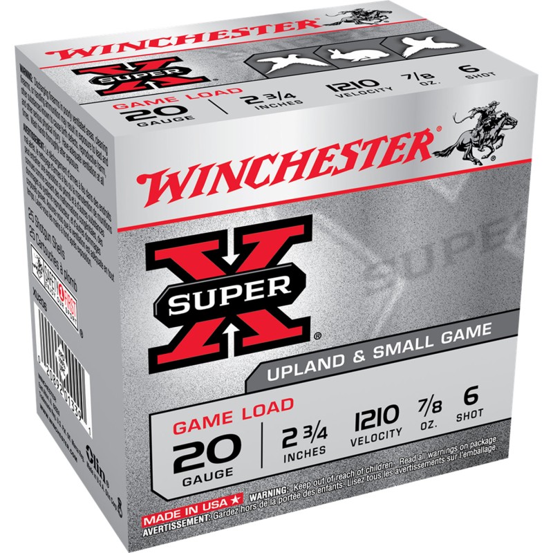 Winchester Ammo XU206 Super X Game Load 20Gauge 2.75 78oz 6Shot 25 Per Box10 Case