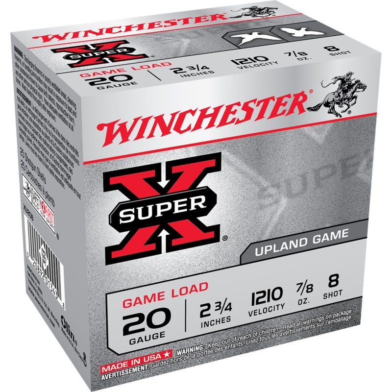 Winchester Ammo XU208 Super X Game Load 20Gauge 2.75 78oz 8Shot 25 Per Box10 Case